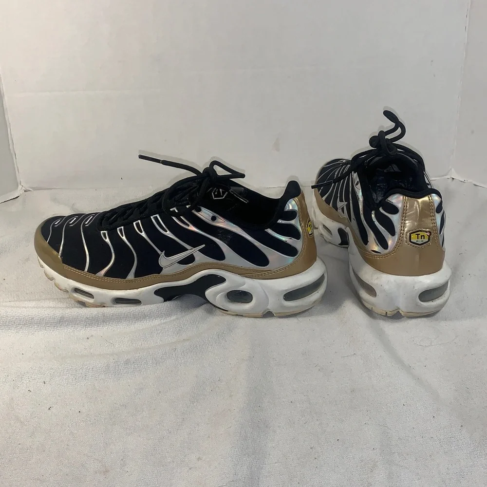 Nike Air Max Plus TN Black Gold Aluminum Trim Women’s Sneakers